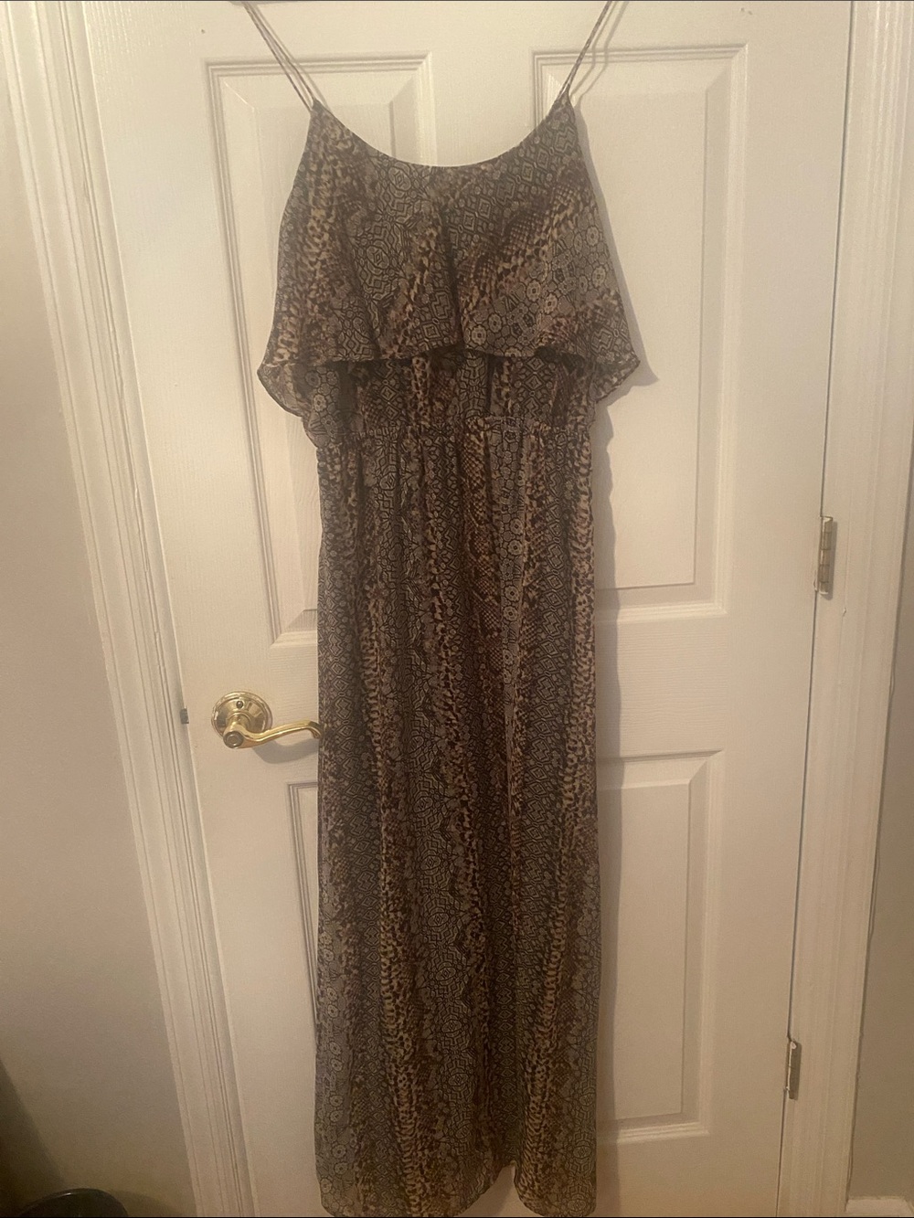 Karen Kane Brown and Black Printed V-Neck Dress
